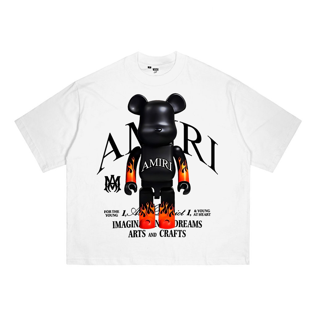 Baju Kaos Distro Amiri Bear Dreams Streetwear Unisex Kaos Oblong Tangan Pendek Atasan Katun 24s