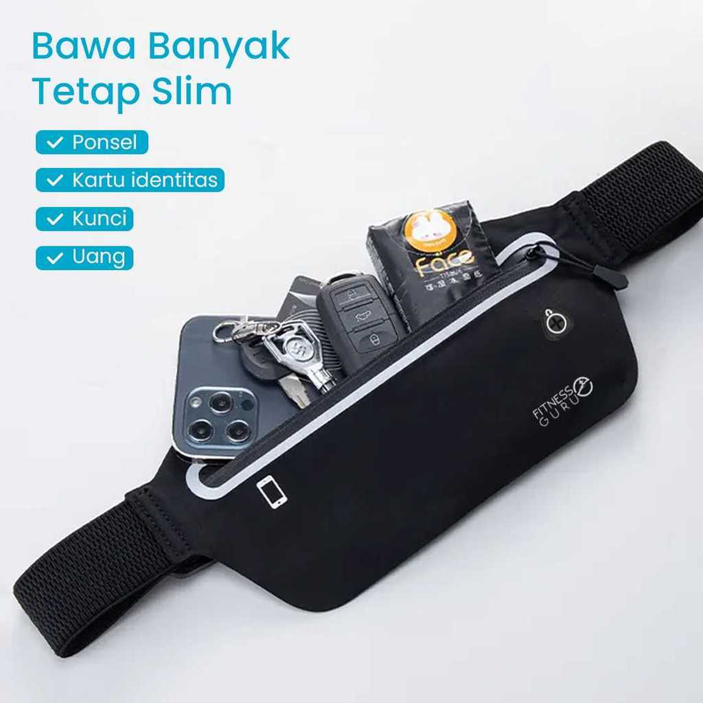 Tas Pinggang Olahraga Waterproof Premium / Running Waist Bag Anti Air / Tas Lari Jogging Sepeda Outd