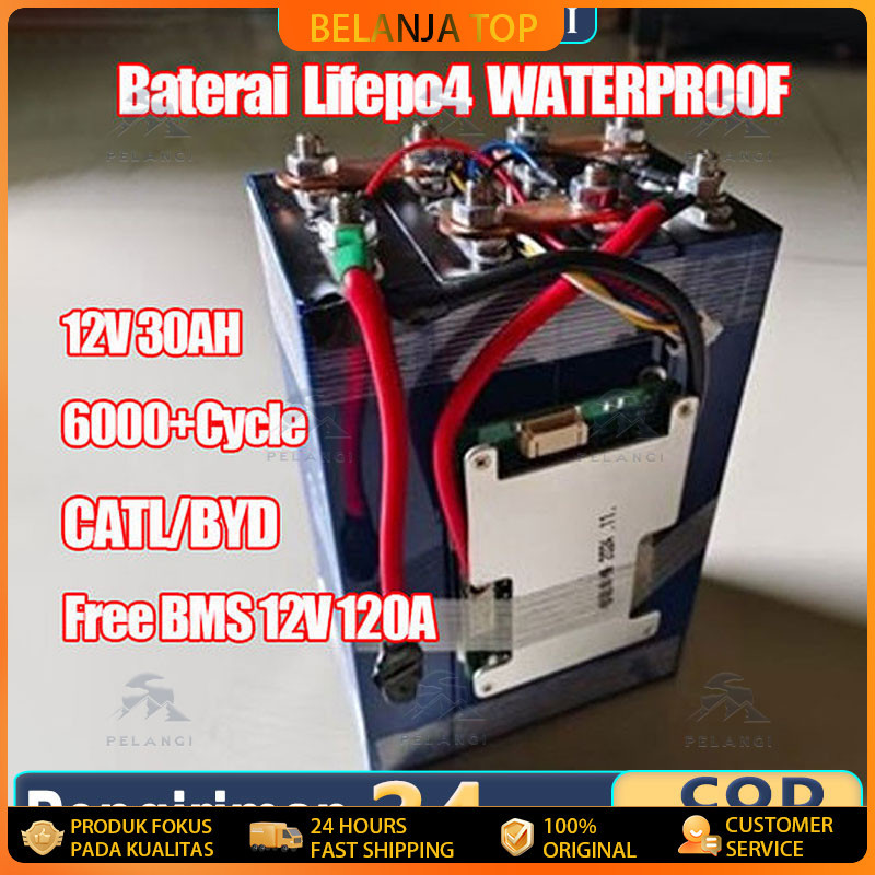 [9000+Cycle]UPS WATERPROOF BMS lifepo4 Baterai12V[30Ah/120ah CATL/BYD Baru Lifepo4 Baterai]3.2V 30Ah