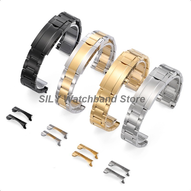 20mm Curved End Bracelet Solid Stainless Steel Wat Band for Rolex SUBMARINER DAYTONA GMT Strap for O