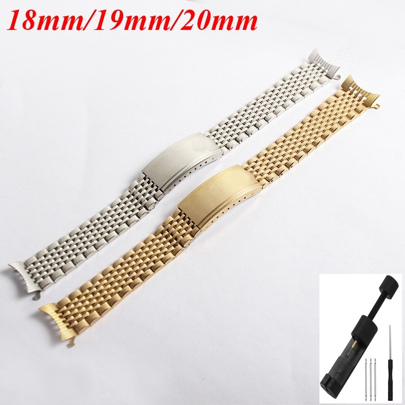 18 19 20mm Adjustable Curved Stainless Steel Bracelet for Omega Seamaster Speedmaster De Ville Wat S