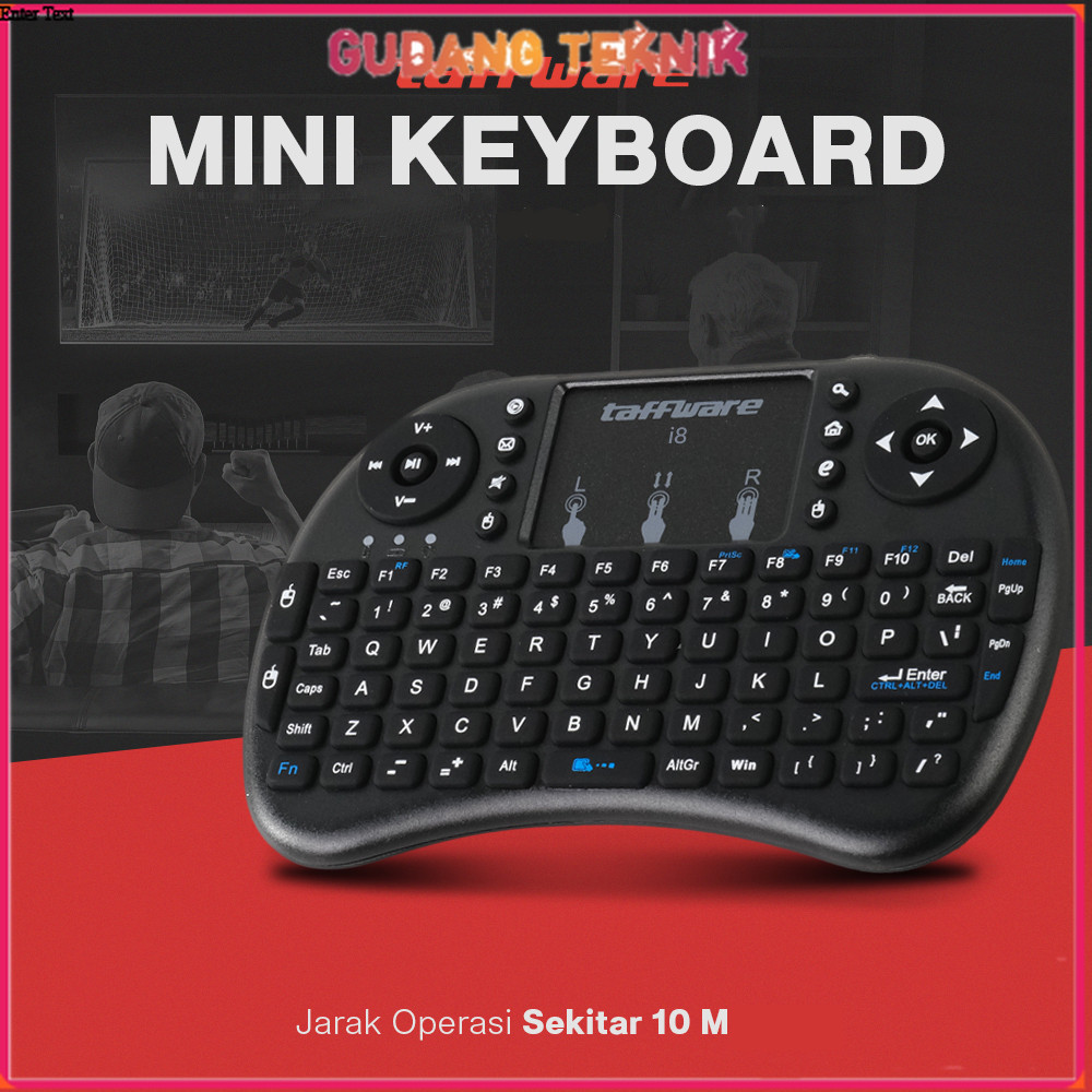 Taffware Keyboard Wireless Mini 2.4GHz with Touchpad Air Mouse - i8 - OMKY0RBK