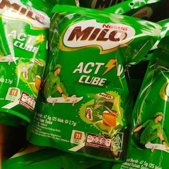 MILO ACTIV Cube Susu Coklat Pouch 2.7g x isi 25 kotak blok Candy Permen 3 in 1 milk rol biskuit uht 