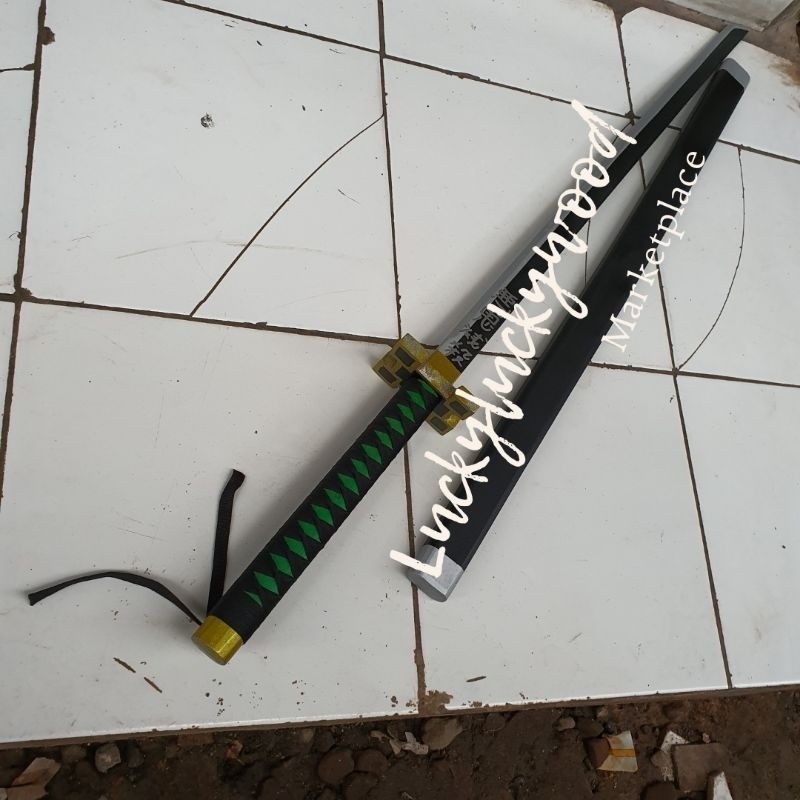 Mainan pedang kayu muichiro toukito anime cosplay kimetsu no yaiba