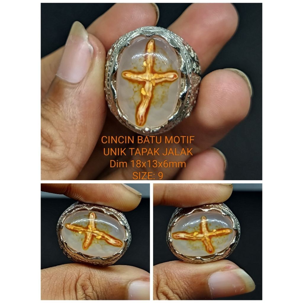 CINCIN BATU AKIK MOTIF UNIK TAPAK JALAK