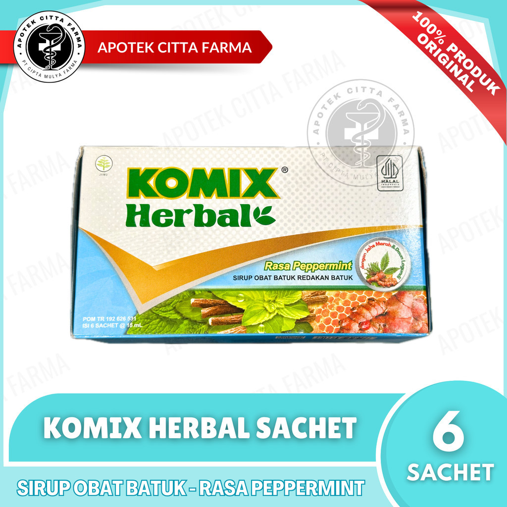 Komix Herbal Peppermint Sachet 1 Box - Membantu Meredakan Batuk Berdahak