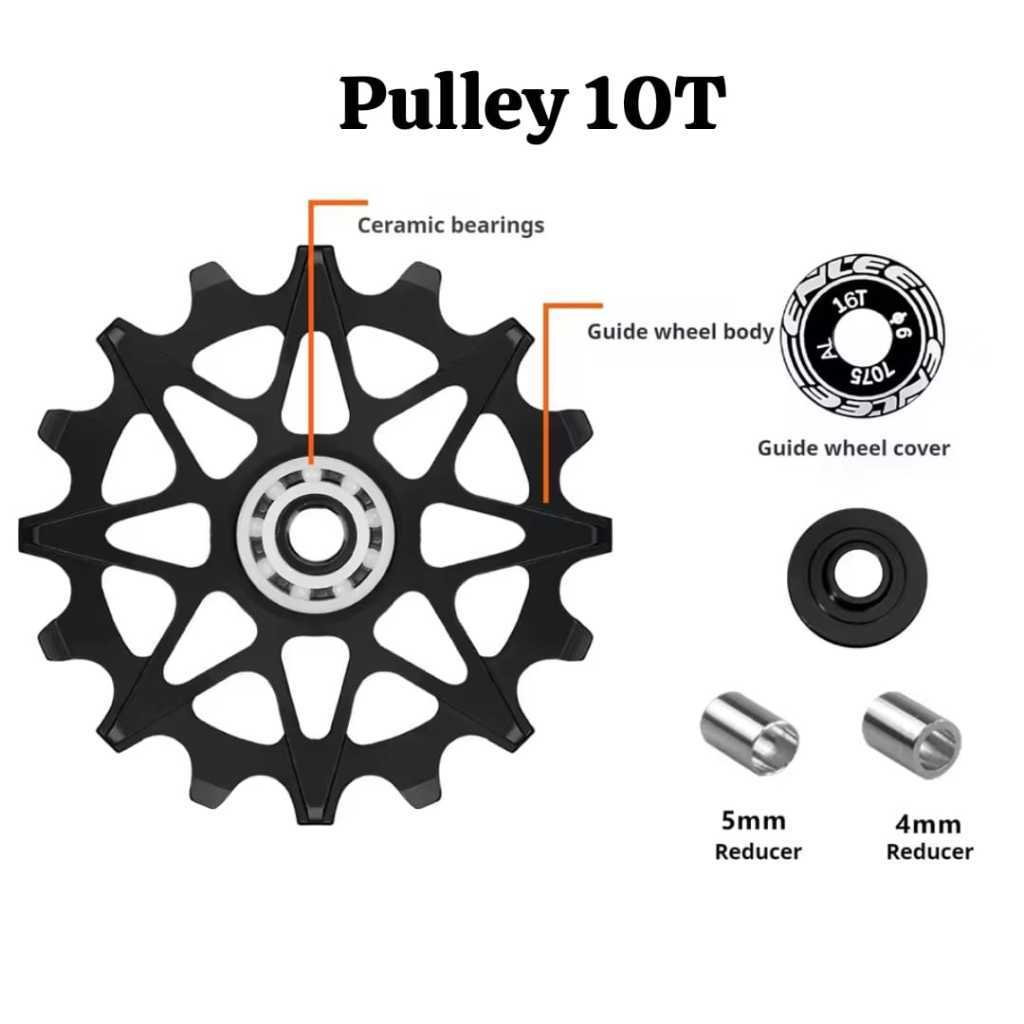 Enlee Ceramic Pulley RD 10T Jockey Wheel Idler Pivot Chain Guide Ceramic Bearing Narrow Wide Alloy u