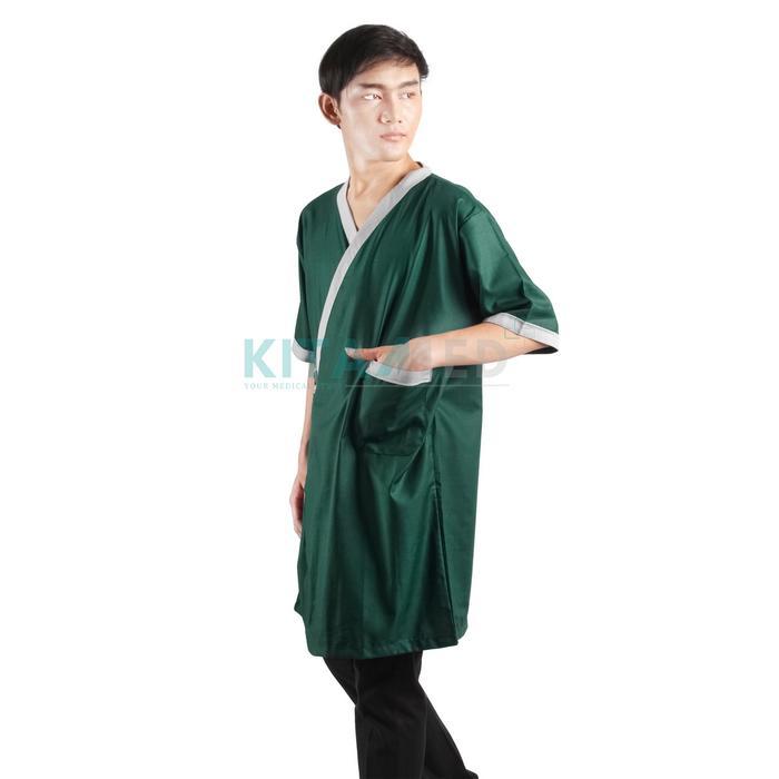 Baju Pasien Rawat Inap Unisex Kimono Rumah Sakit Pria Wanita - Hijau Botol