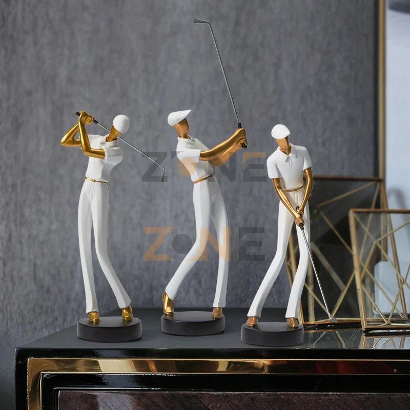 Patung Orang Bermain Golf Ornamen Hiasan Patung Golf Modern Minimalis Untuk Dekorasi Golf Figure Orn