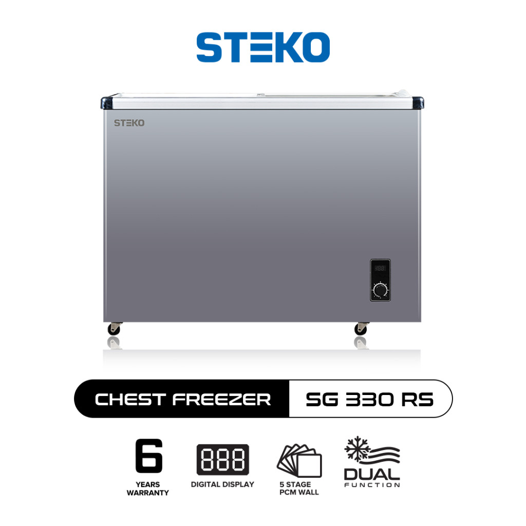 Steko Sliding Flat Glass Freezer Box 300 Liter Kulkas Ice Cream Dinding PCM SG 330 RS