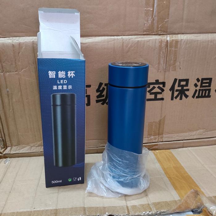 Tumbler Stainless Pengukur Suhu Digital Vacum - Biru