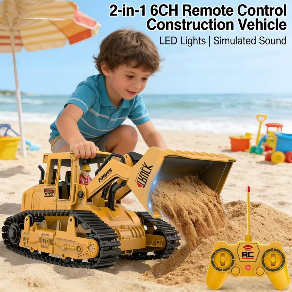 BABYCOLOR 6 Channel Bulldozer Remote Control RC Bulldozer Beko Remote Control Eksavator Mainan Anak