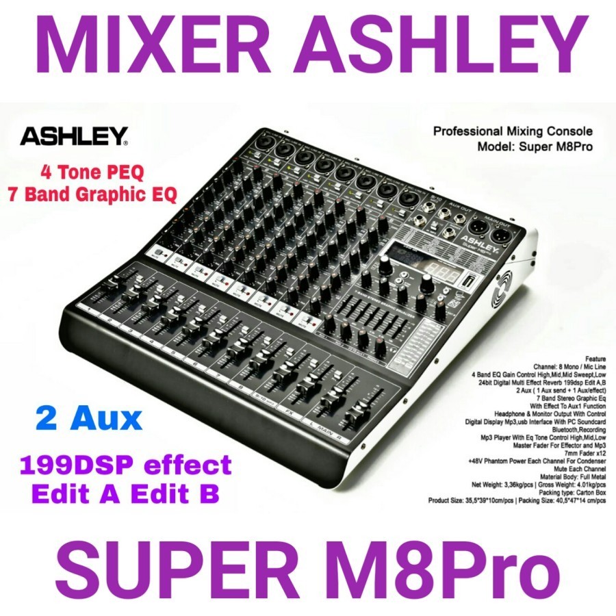 Ashley Mixer Audio Super M8 PRO Original Produk Ashley