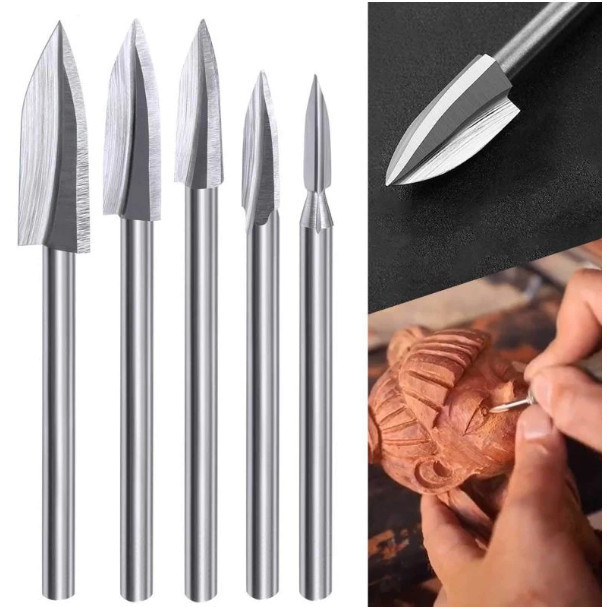 5pcs Mata Bor Ukir Kayu 5pcs Set Mata Bor Ukir Kayu Alat Wood Carving Drill Bit Milling Cutter
