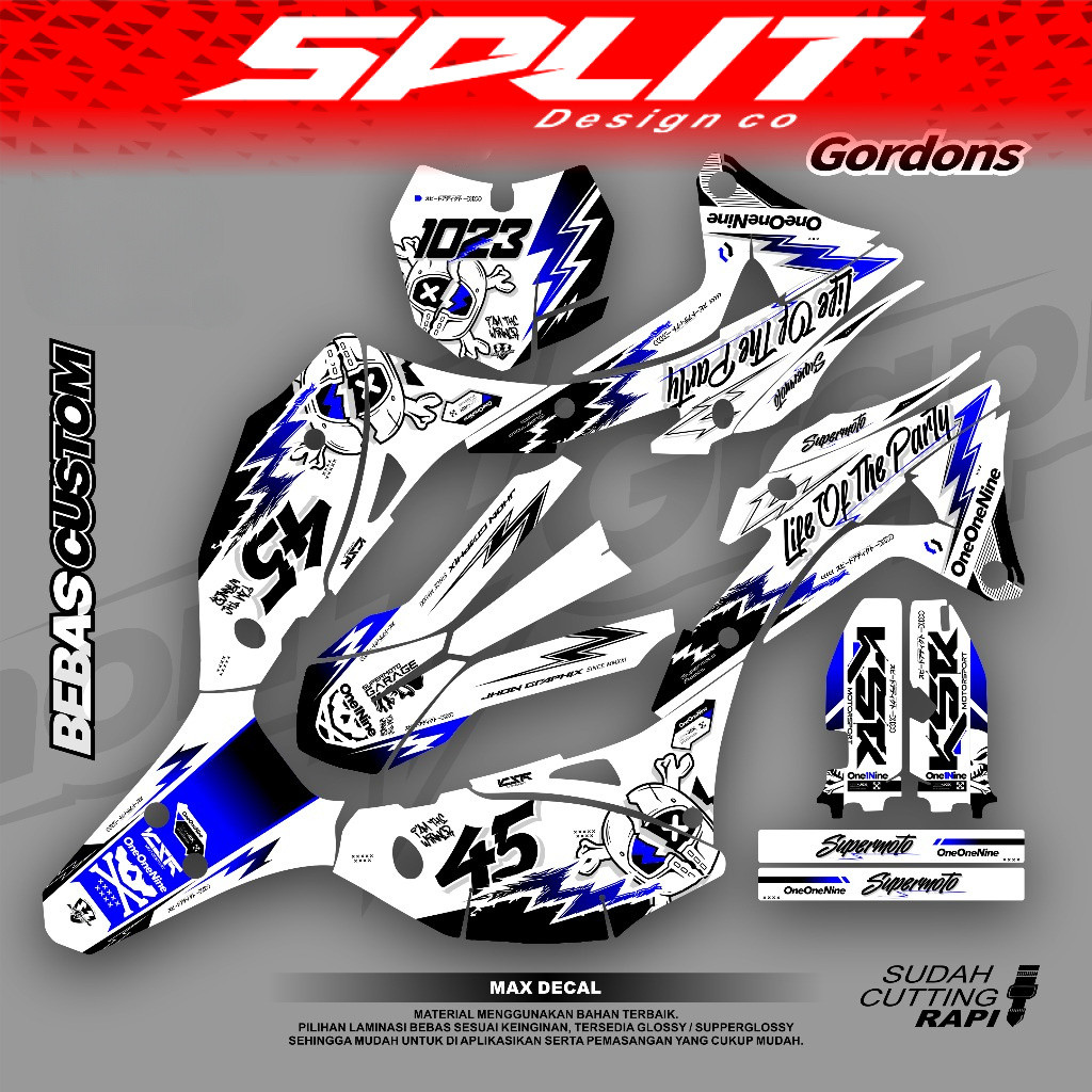 STIKER DECAL KLX GORDON FULL BODY PUTIH DECAL KLX G BF SM SE by MAHASTRIPING