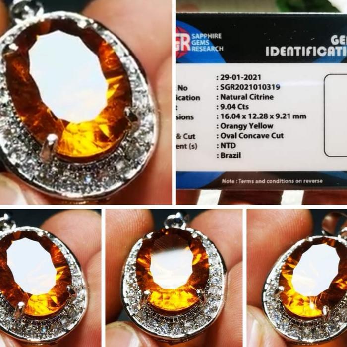 Liontin yellow citrine + memo