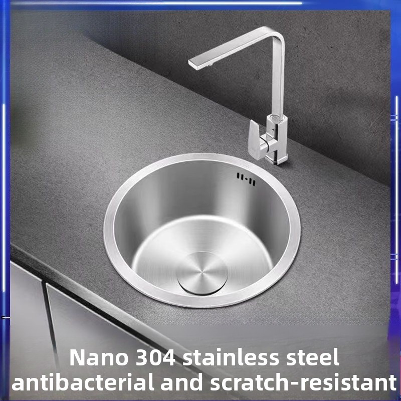 Kitchen Stainless Steel Round Sink Single Sink Manual Vegetable Basin Nano Sink Undercounter Basin s