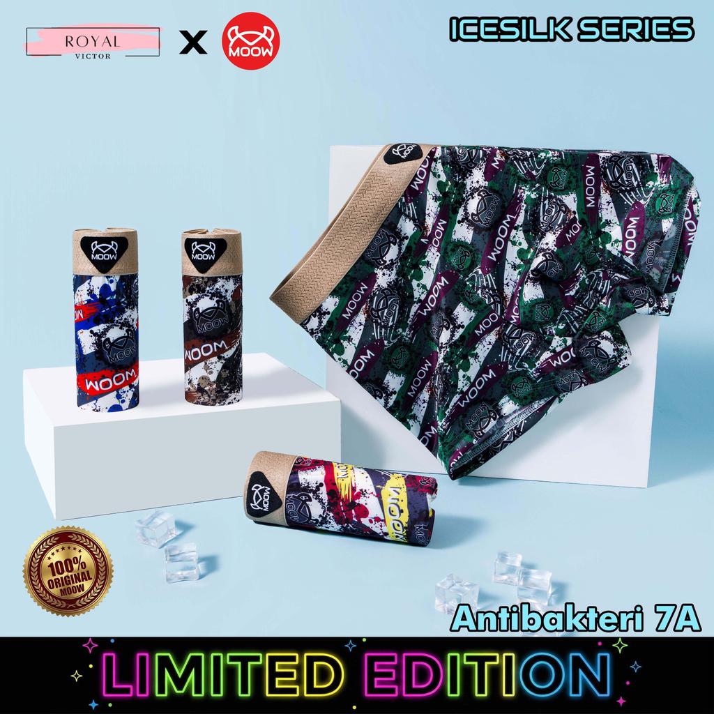 ROYAL VICTOR X MOOW Celana Dalam Boxer Pria Premium - Boxer Briefs Motif Graffiti Super Adem & Stret