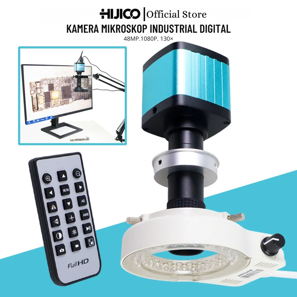 HIJICO Kamera Mikroskop Digital 48MP 130X Full HD 1080P LCD HDMI USB untuk Servis HP PCB