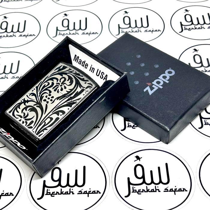 Korek Zippo Black Batik Vintage 2 Side Ebony Polish Original