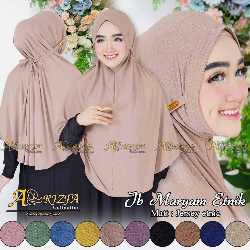 Annaila Collection - Jumbo Maryam Etnic Hijab Bergo Jersey Motif Khimar Jumbo Syar'i Jilbab Instan N