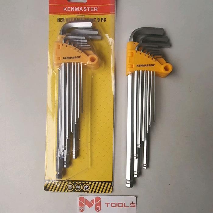 Kunci L Set KENMASTER 9 pcs Hex - KENMASTER Kunci L Set Hex 9 Pcs - Kunci L KENMASTER Set 9 Pcs