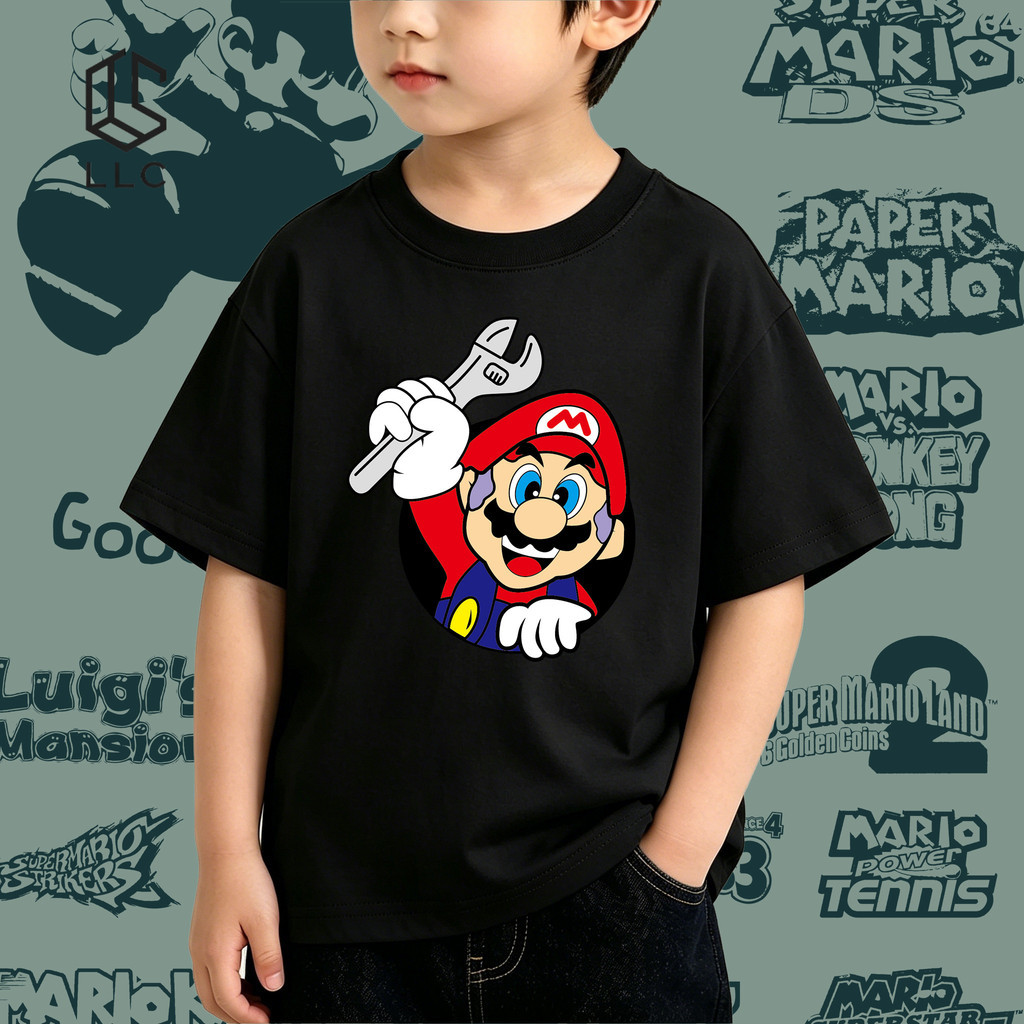 COD Kaos Anak Hitam Motif Kunci Inggris, Kaos Game Keren Lengan Pendek Bahan Katun Nyaman untuk Cowo