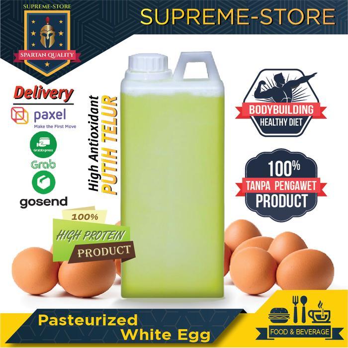 Putih Telur White Egg Cair Mentah 1L Protein Pasteurisasi Pasteurized