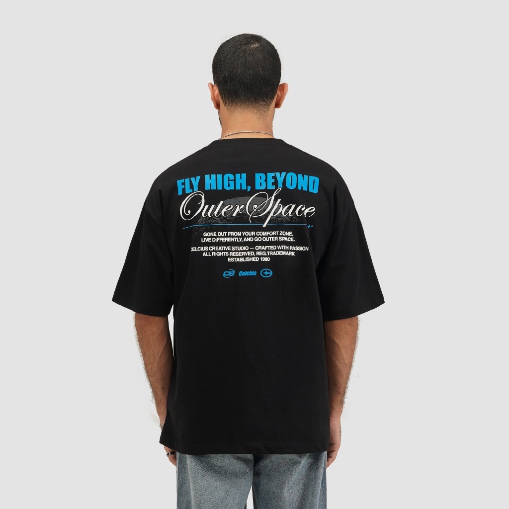kaos | CELCIUS Outer Space Kaos Lengan Pendek Oversize Hitam
