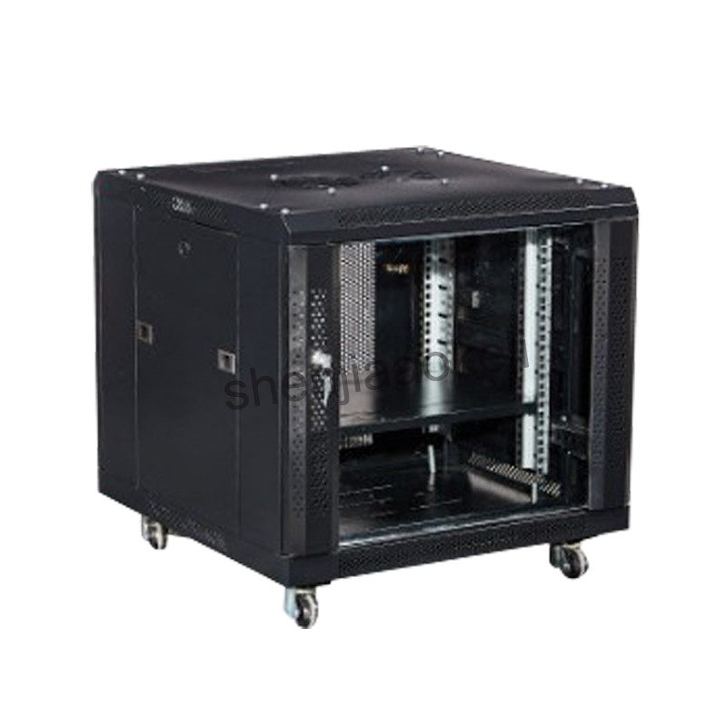 Deluxe IT Wallmount Cabinet Enclosure  Server Network Rack with Locking Glass Door Deep Black with C