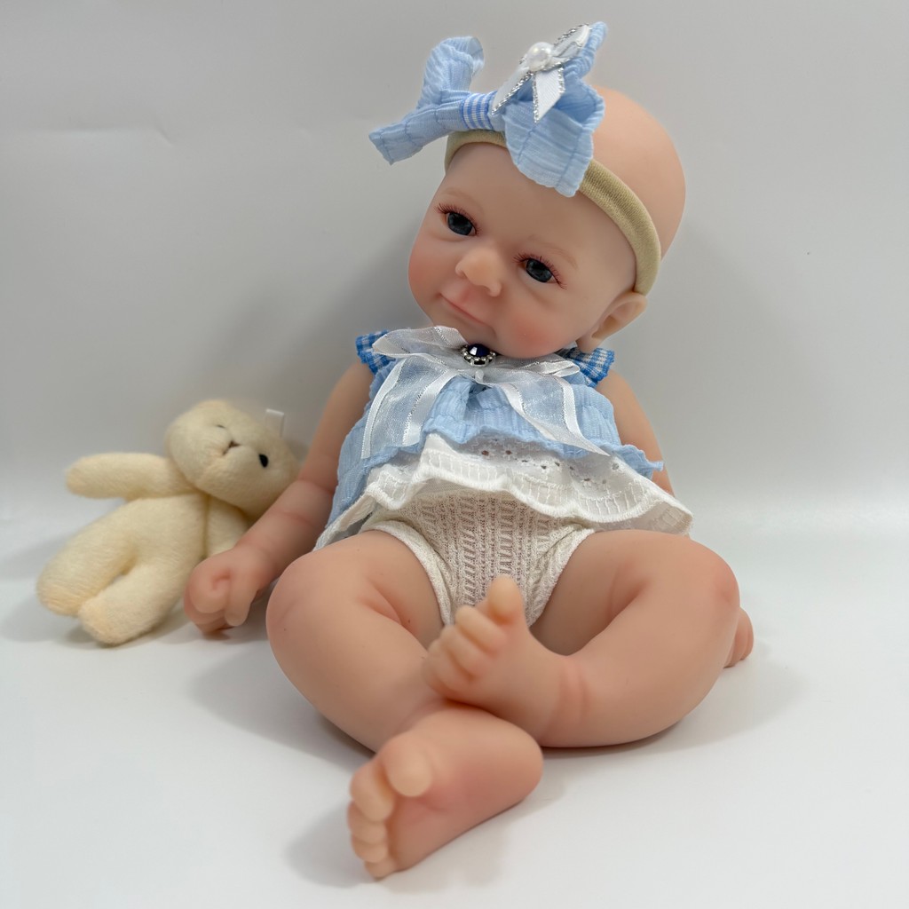 33 CM Full Silicon Reborn Baby Doll Felicia Boy Body Lifelike Soft Solid Silicone Washable Doll Chri