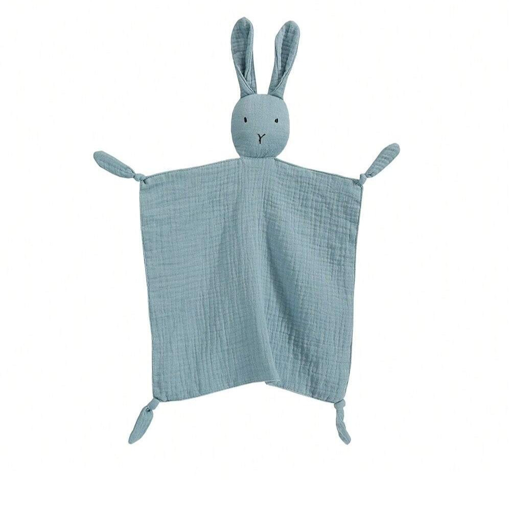Rabbit Baby Security Blanket Soft Cotton Lovey Blanket, Newborn Infant Soothing Blanket, Cute Bunny 