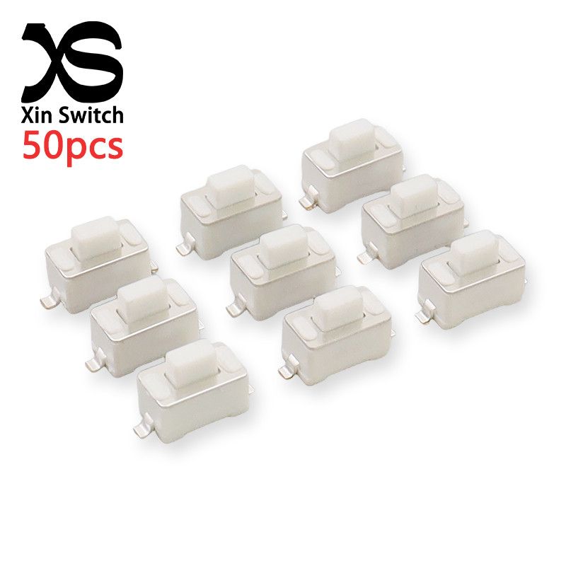 50PCS 3x6 SMD Micro Tact Switch 3*6*4.3-5.5mm Directly Press The 2-Pin White Patch Type DC 12V 50mA 