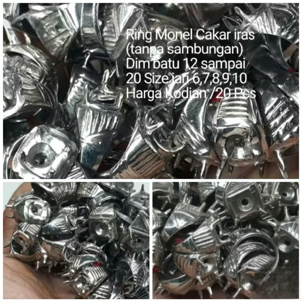 cincin ring monel cakar iras Tampa sambungan   cakar dim 12-20 campur harga kodian 20pics grosir
