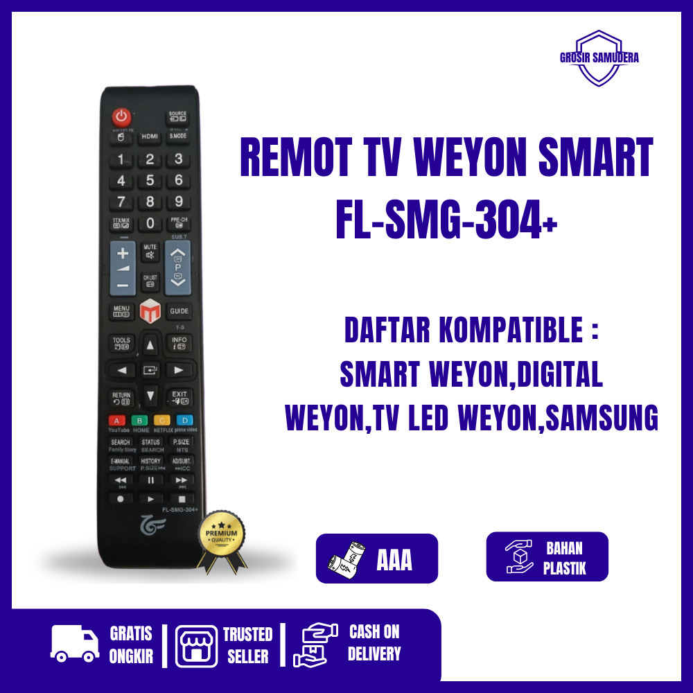 REMOTE UNIVERSAL FL 304+  Remote Smart TV Weyon Sakura, TV Digital Weyon, TV LED Weyon. READY COD