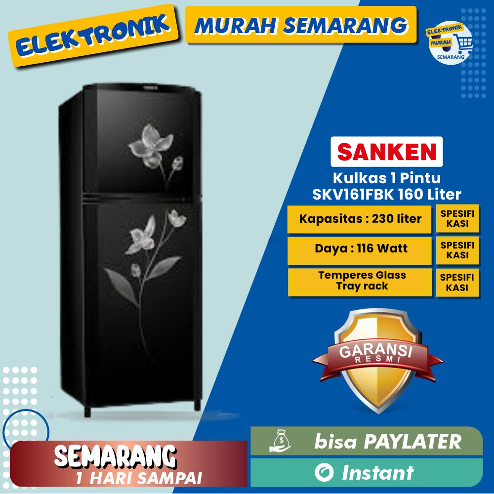 Kulkas Sanken SKV 230F BK / Kulkas Sanken SKV230FBK 2 Pintu 230 Liter