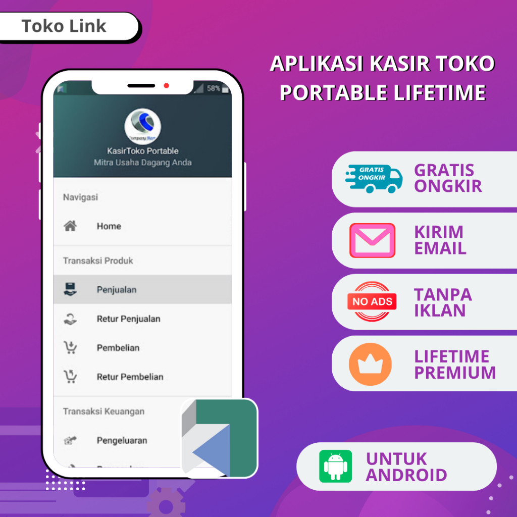Aplikasi Kasir Toko Portable Android Lifetime