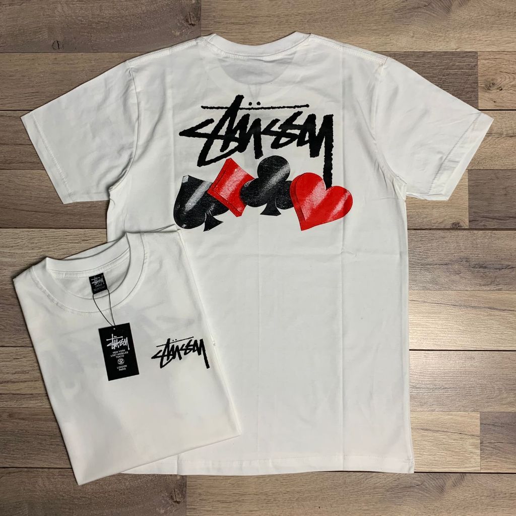 KAOS/TSHIRT STUSSY CARD KARTU AS WHITE PREMIUM FULLTAG 20S