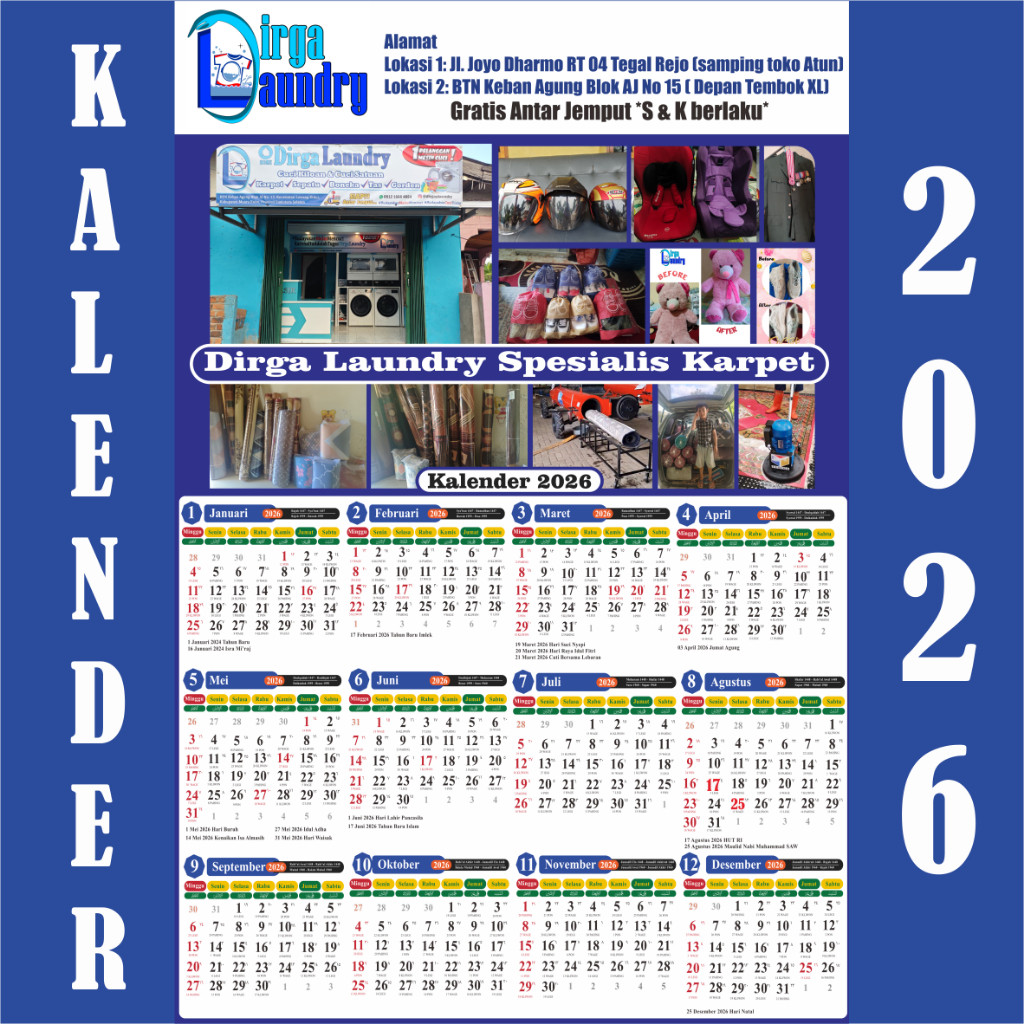 Kalender 2026 A3 12 Bulan Lengkap Hijriah