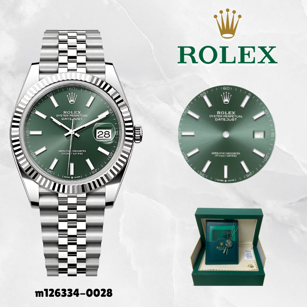 Jam tangan ROLEX Date Just Man m126334-0028 – Hijau Casual sudah termasuk Box Lengkap 100% ORI Bisa 