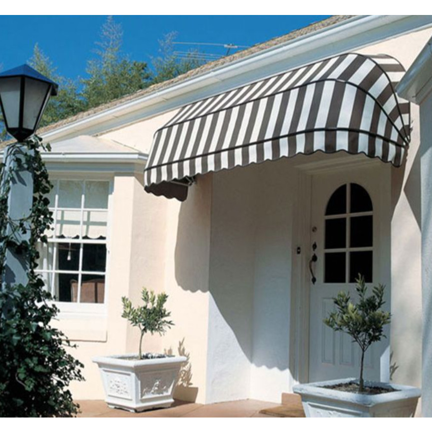 kanopi awning belang belang hitam putih rangka melengkung