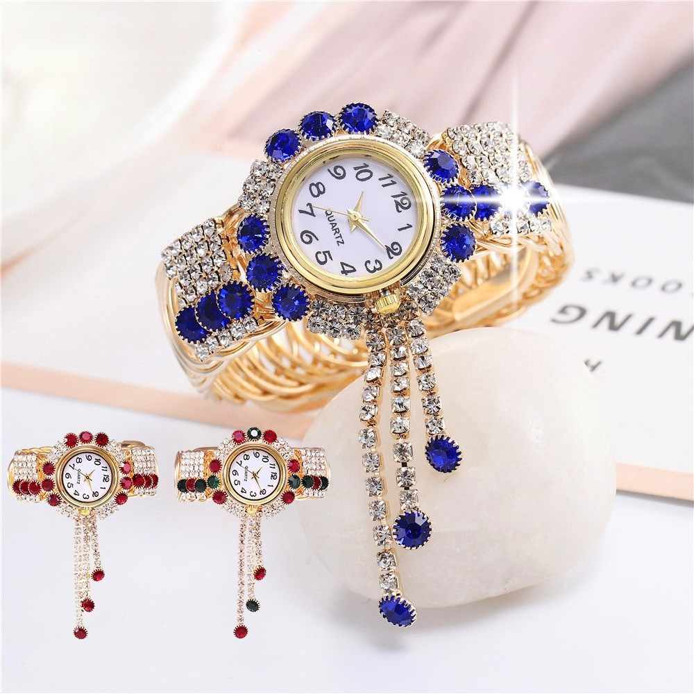 Jam tangan gelang tahan air bertatahkan berlian jam tangan gelang wanita kasual jam tangan fashion w