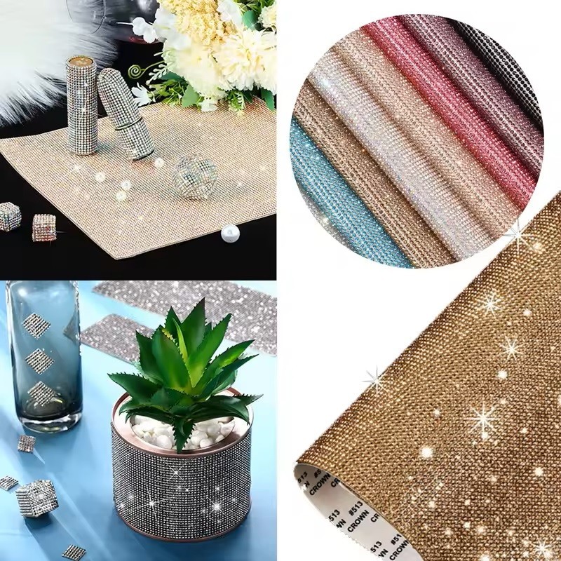 12*20cm Crystal Rhinestones Sticker DIY Mobil Rhinestone Sticker Self Adhesive Stiker Kristal