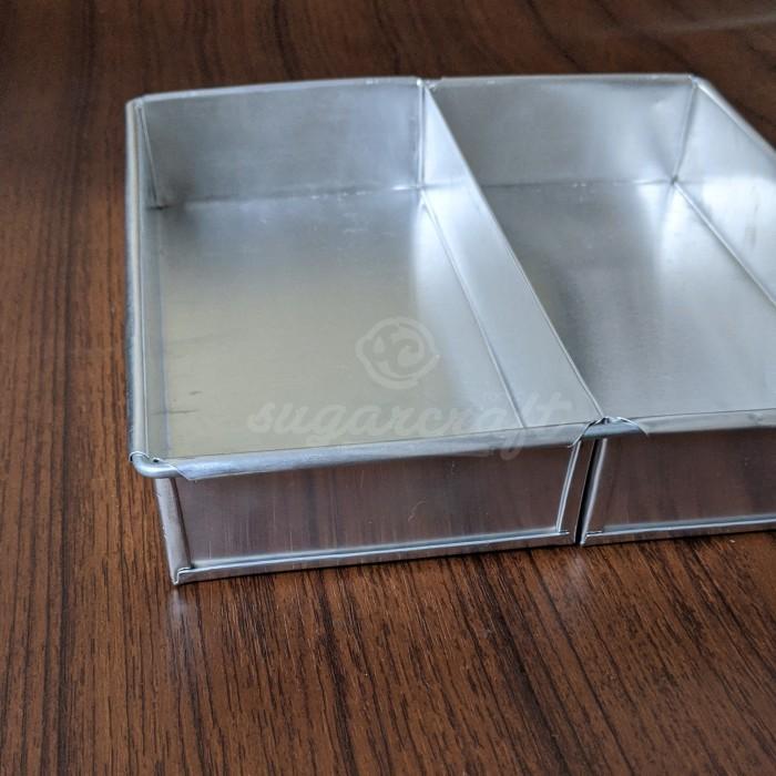 Loyang persegi sekat 2 aluminium 20cm x 10cm x 4cm bahan tebal loyang lapis surabaya cake marble bro