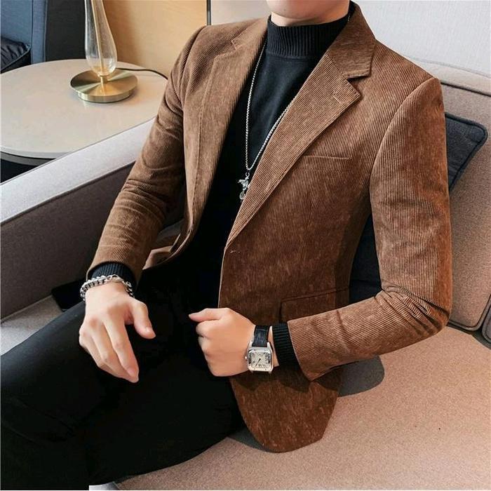 PROMO  Jas Blazer Corduroy  Blazer kaduroy Pria Jas Kaduroy Pria Keren Semi Formal Panjang Hitam Nav