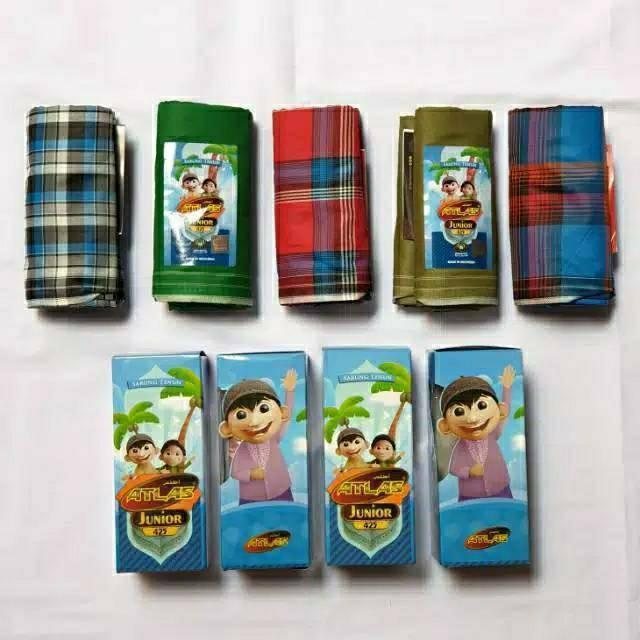 Sarung Anak ATLAS Junior SD SMP Polos Hitam Putih Warna Kotak Kecil Kids Laki Cowo Cowok Remaja Tang