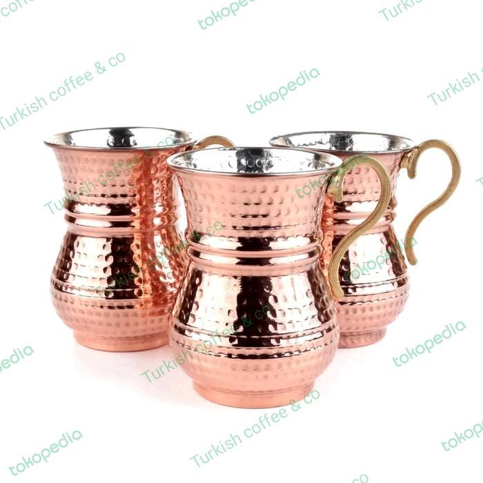 Ready Gelas Tembaga Turki Handmade untuk Kopi Teh Ayran Yogurt Turki