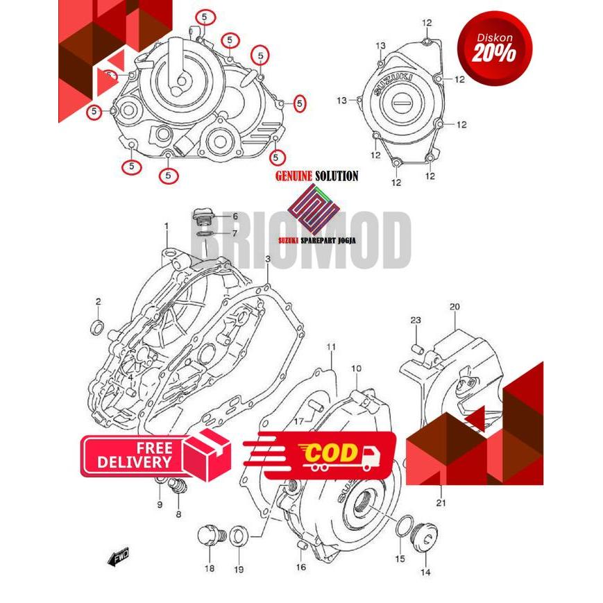 BRIOMOD - 01547-0630A-000 Baut tutup bak kopling Satria FU ori