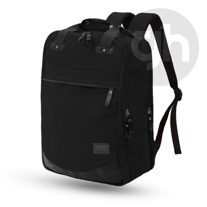 PROMO  GH-Bag Tas Ransel Pria Wanita DALTON Canvas Backpack Sekolah - Hitam