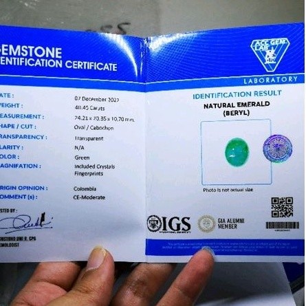 Natural Batu Zamrud Colombia Big Size Plus Memo Sertifikat Acc Gems Lab